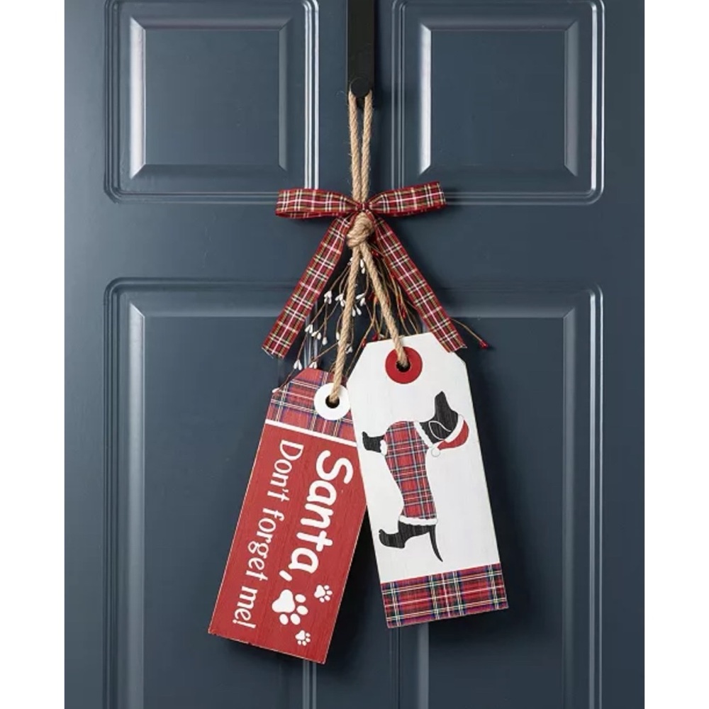 🔥 🔥 Glitzhome Dachshund 24"H Christmas Doorknob Hanging Wood Decor Door Sign